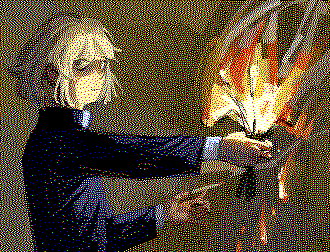 Priest character holding a burning bouquet